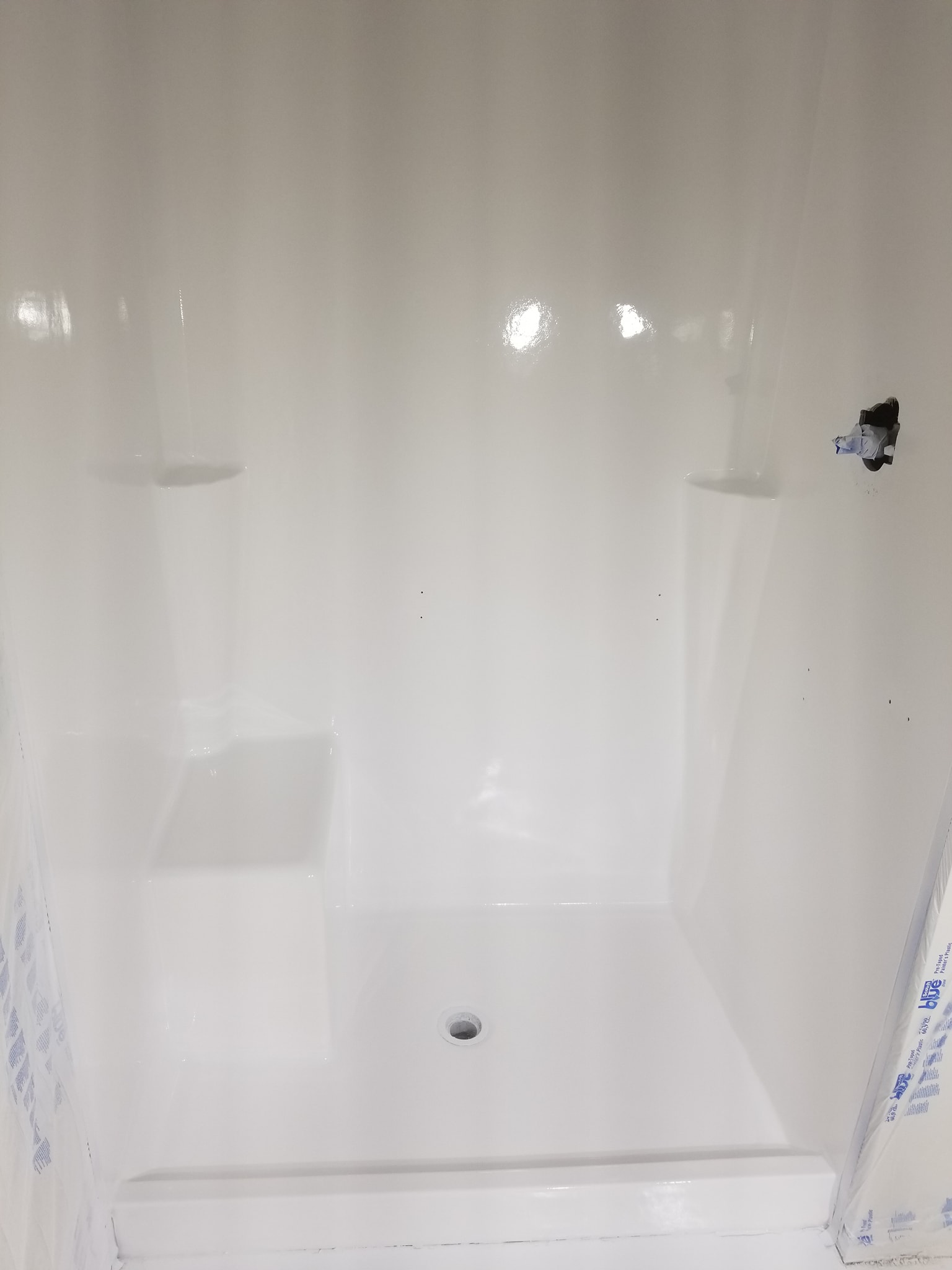 Standing shower stall refinished to white